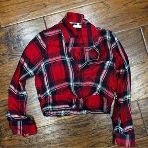 Indulge cropped flannel shirt